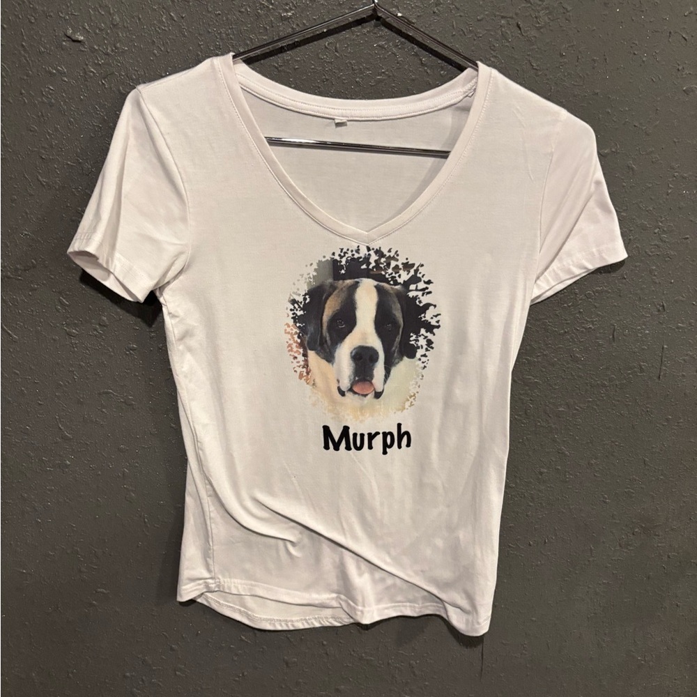 White Graphic T-Shirt with Dog Print